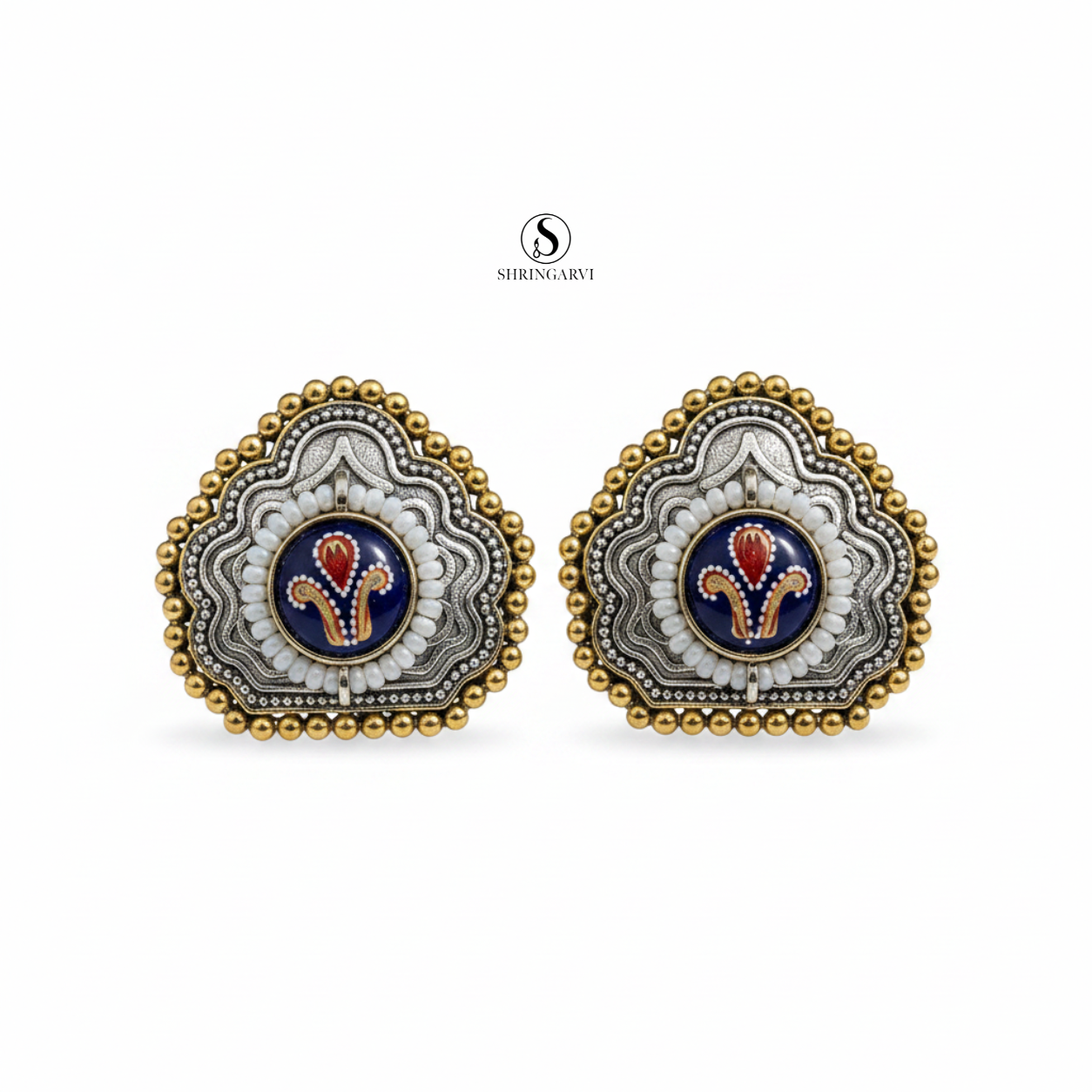 Navy Blue Pihu Meenakari Studs