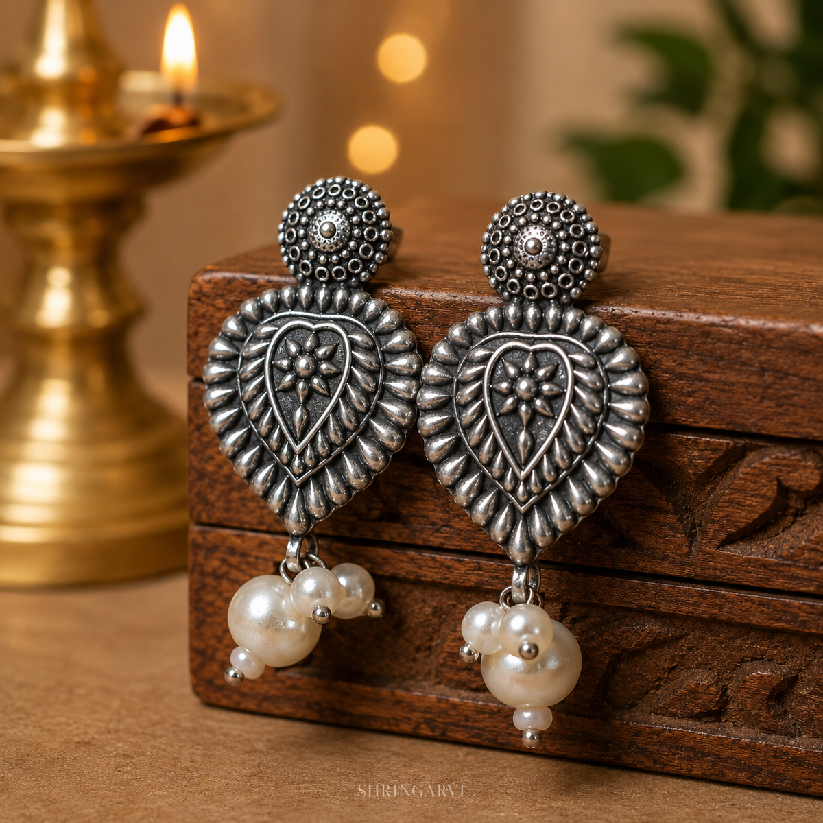 Oxidised Devika Long Set with Earrings