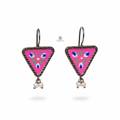Pink Phulkari Danglers