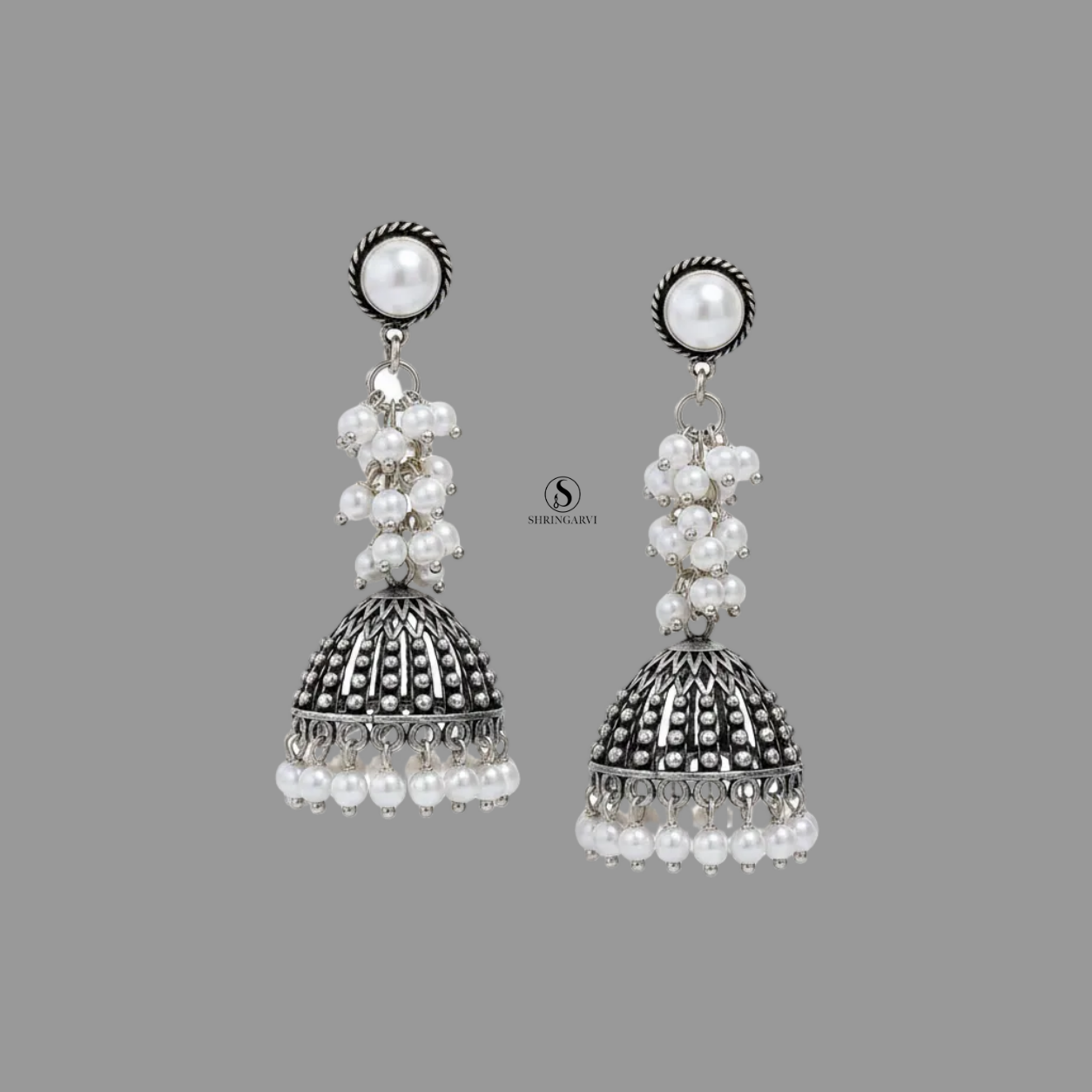 Pearl Mogra Brass Jhumka