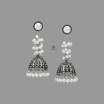 Pearl Mogra Brass Jhumka