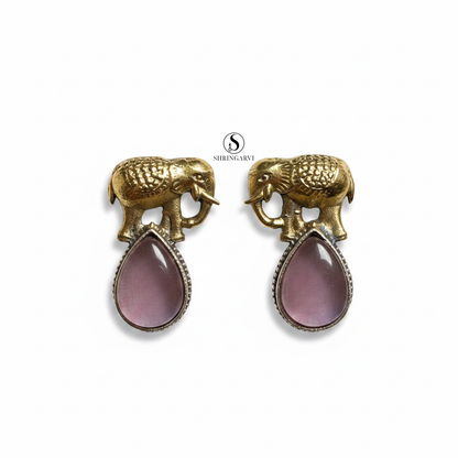 Pink Girija Dual Tone Studs