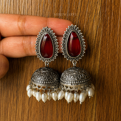 Red Gaura Jhumka
