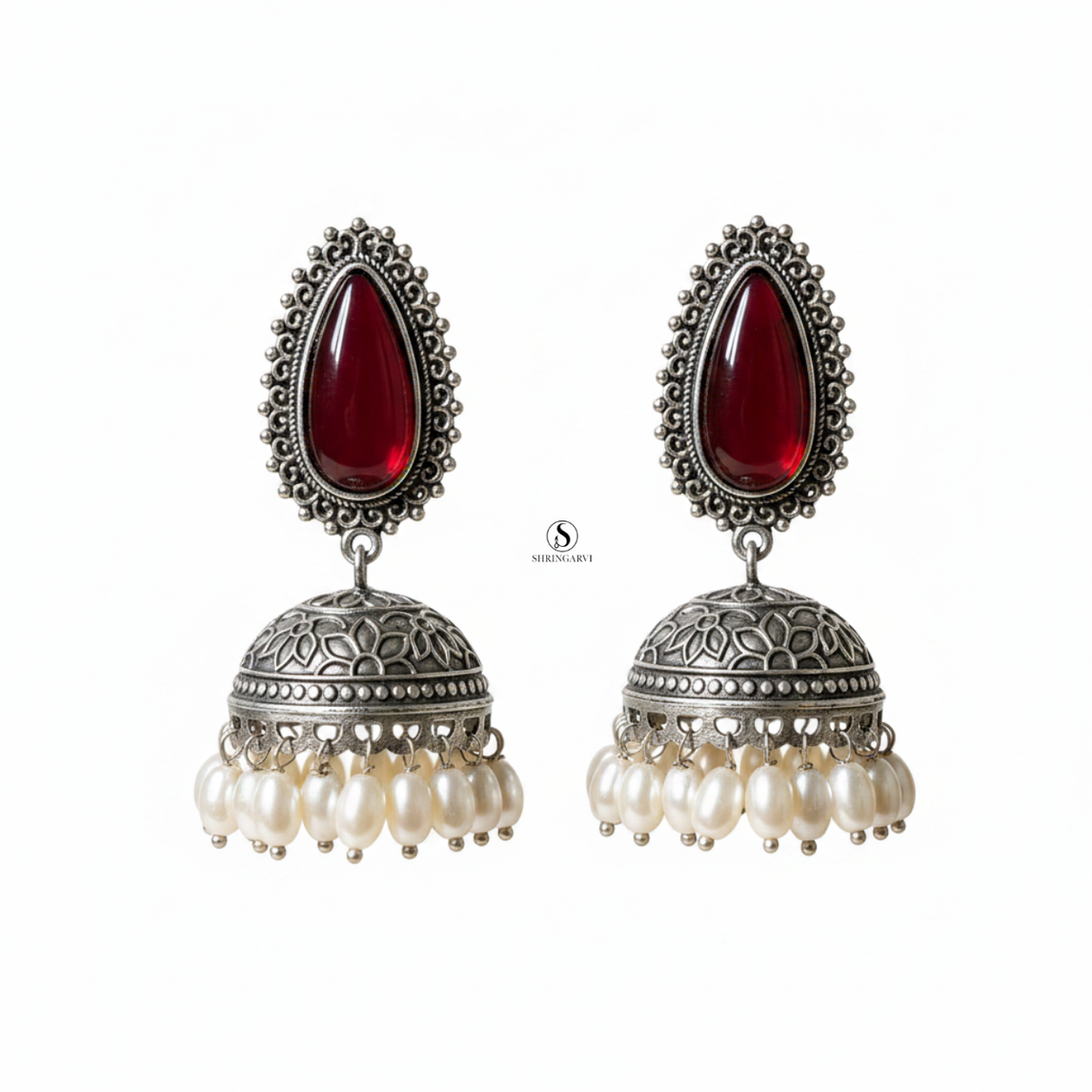 Red Gaura Jhumka