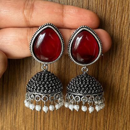 Red Ishanvi Jhumka