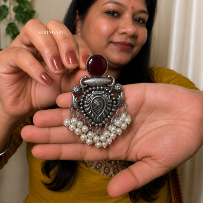 Deep Maroon Raagini Danglers