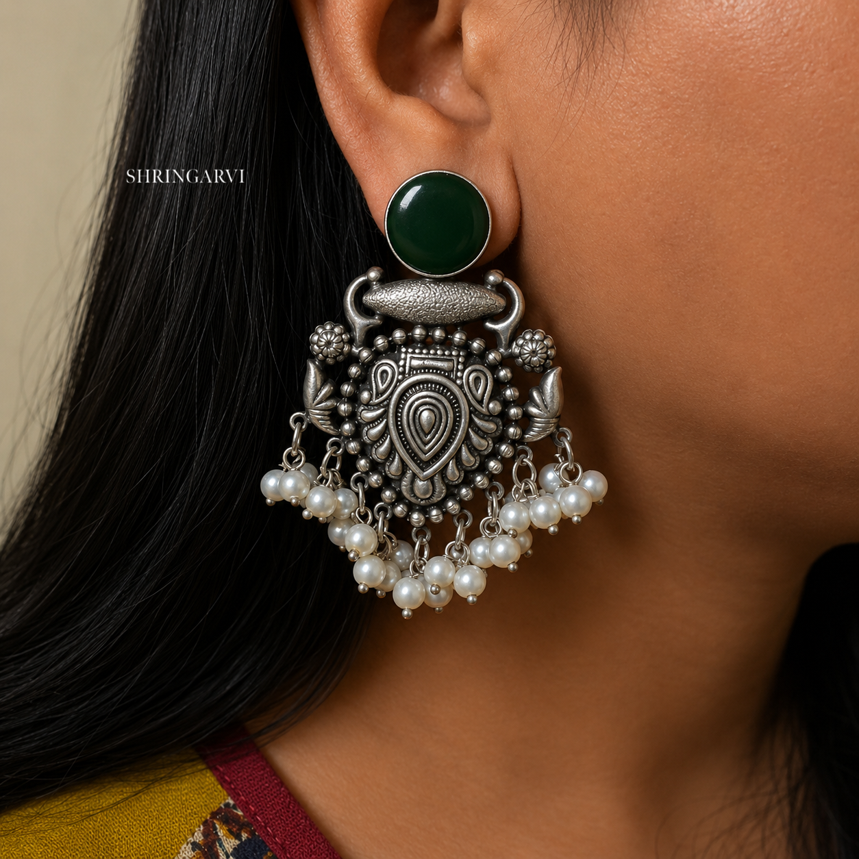 Emerald Green Raagini Danglers