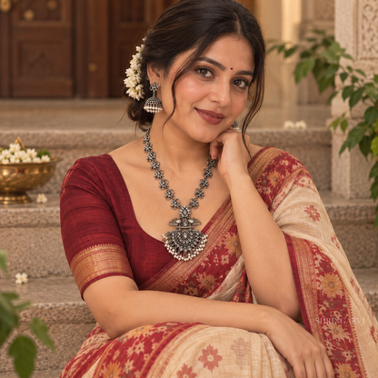 White Kundan Rivaasa Necklace Set with Earrings
