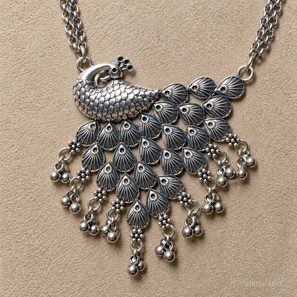 Silver Nakhrali Ghunghroo Necklace