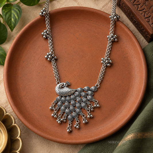 Silver Nakhrali Ghunghroo Necklace