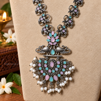 Multicolour Rivaasa Necklace Set with Earrings