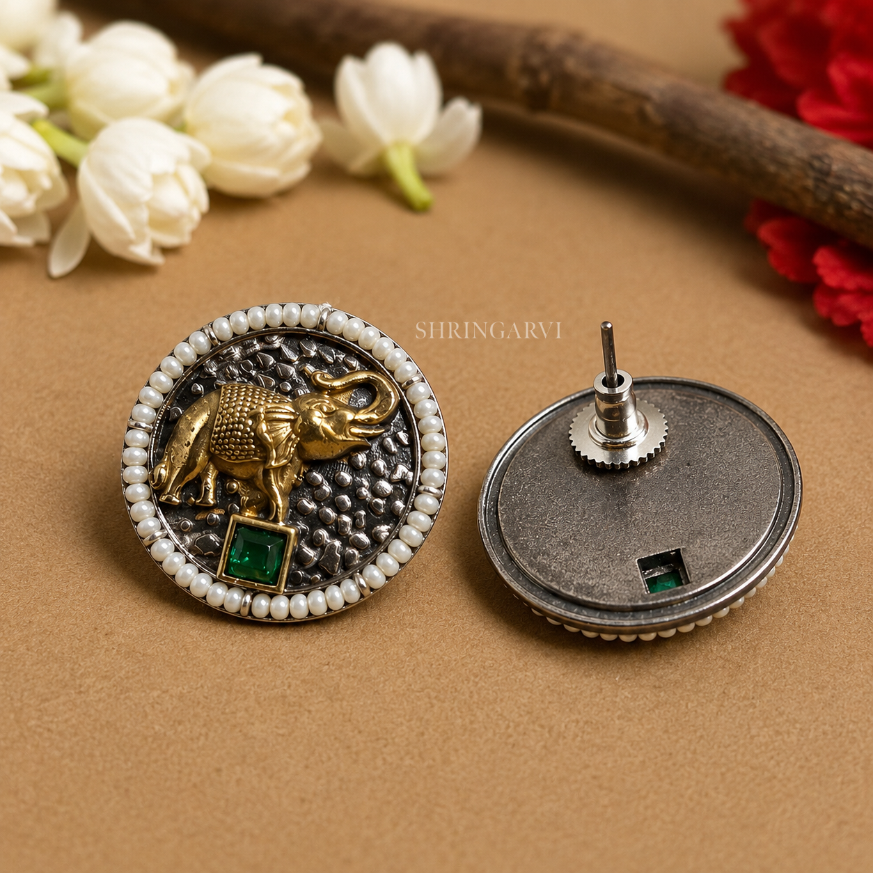 Emerald Green Vinayak Studs