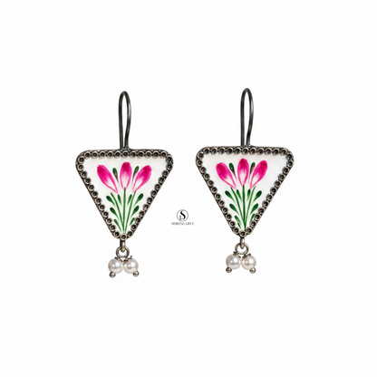 White Phulkari Danglers